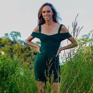 Revolve x Superdown By The Way Evie Cold
Shoulder Mini Dress Emerald Green